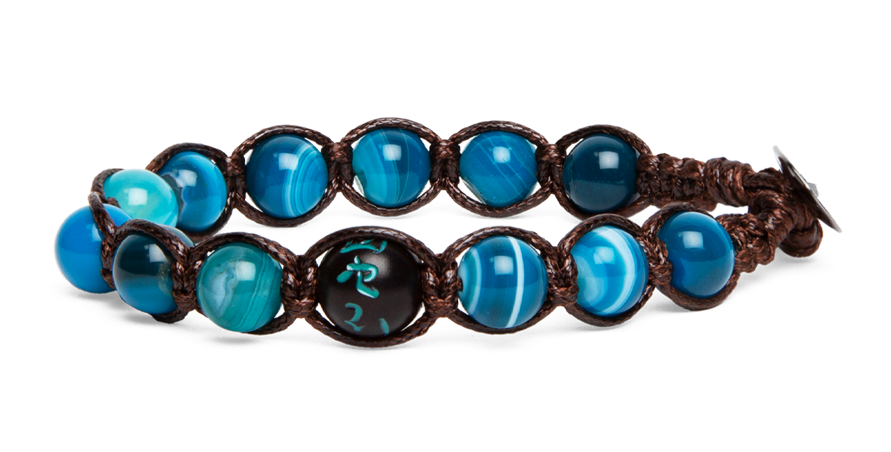 Tamashii® | Bracciale Cinque elementi Agata blu striata - Aria (8mm) | BHS906-141