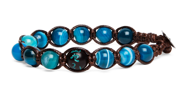 Tamashii® | Bracciale Cinque elementi Agata blu striata - Aria (8mm) | BHS906-141