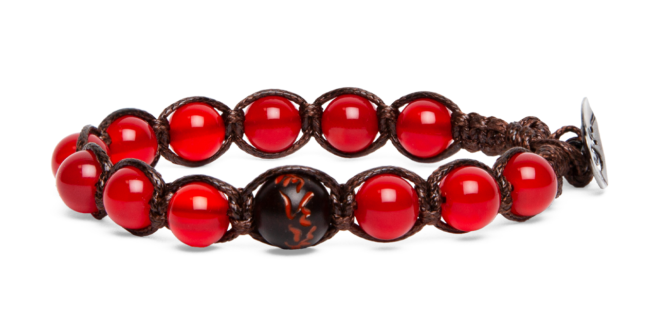 Tamashii® | Bracciale Cinque elementi Agata rosso passione - Fuoco (8mm) | BHS906-124