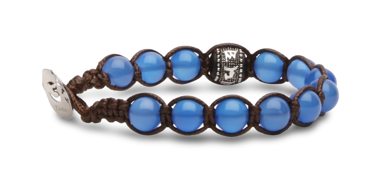 Tamashii® | Bracciale Ruota della Preghiera Agata Blu (8mm) | BHS1100-18