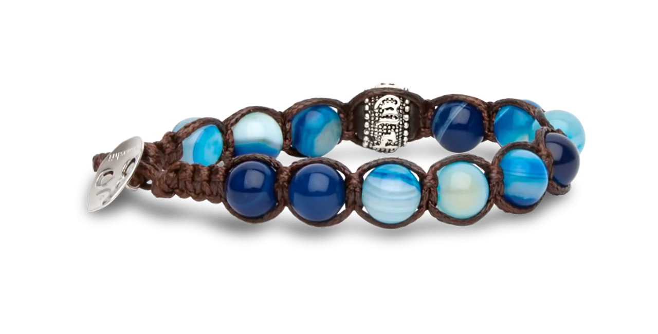 Tamashii® | Bracciale Ruota della Preghiera Agata Blu Striata (8mm) | BHS1100-141