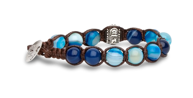 Tamashii® | Bracciale Ruota della Preghiera Agata Blu Striata (8mm) | BHS1100-141