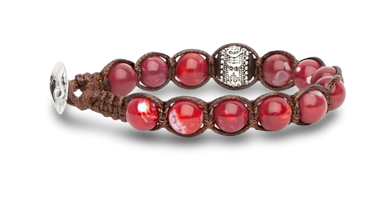 Tamashii® | Bracciale Ruota della Preghiera Agata Rosso Scuro (8mm) | BHS1100-213