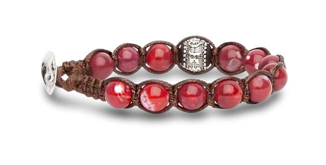Tamashii® | Bracciale Ruota della Preghiera Agata Rosso Scuro (8mm) | BHS1100-213