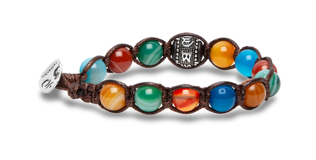 Tamashii® | Bracciale Ruota della Preghiera Agata Striata Colori Misti (8mm) | BHS1100-229