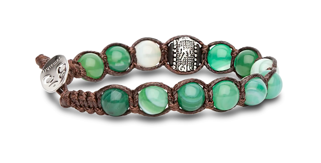 Tamashii® | Bracciale Ruota della Preghiera Agata Verde Striata (8mm) | BHS1100-140