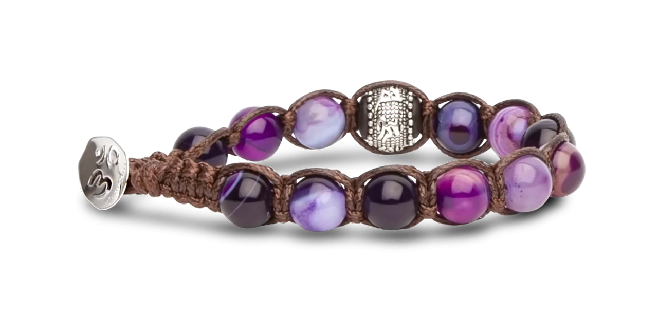 Tamashii® | Bracciale Ruota della Preghiera Agata Viola Striata (8mm) | BHS1100-85