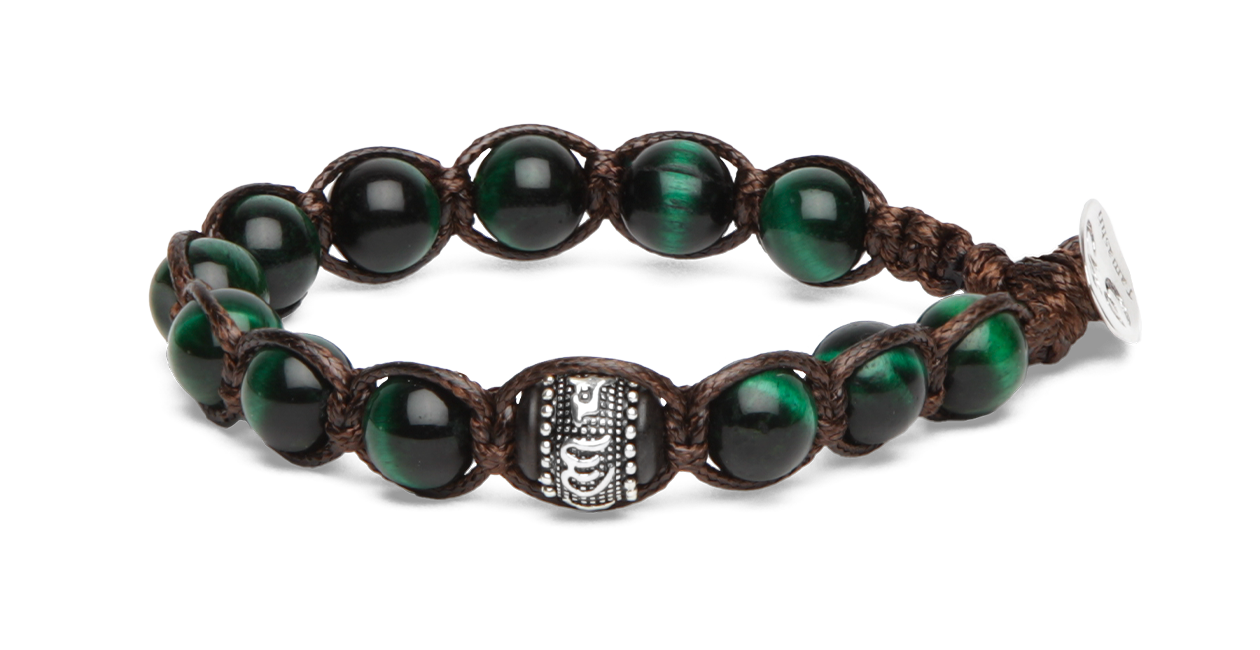 Tamashii® | Bracciale Ruota della Preghiera Occhio Di Tigre Verde (8mm) | BHS1100-330