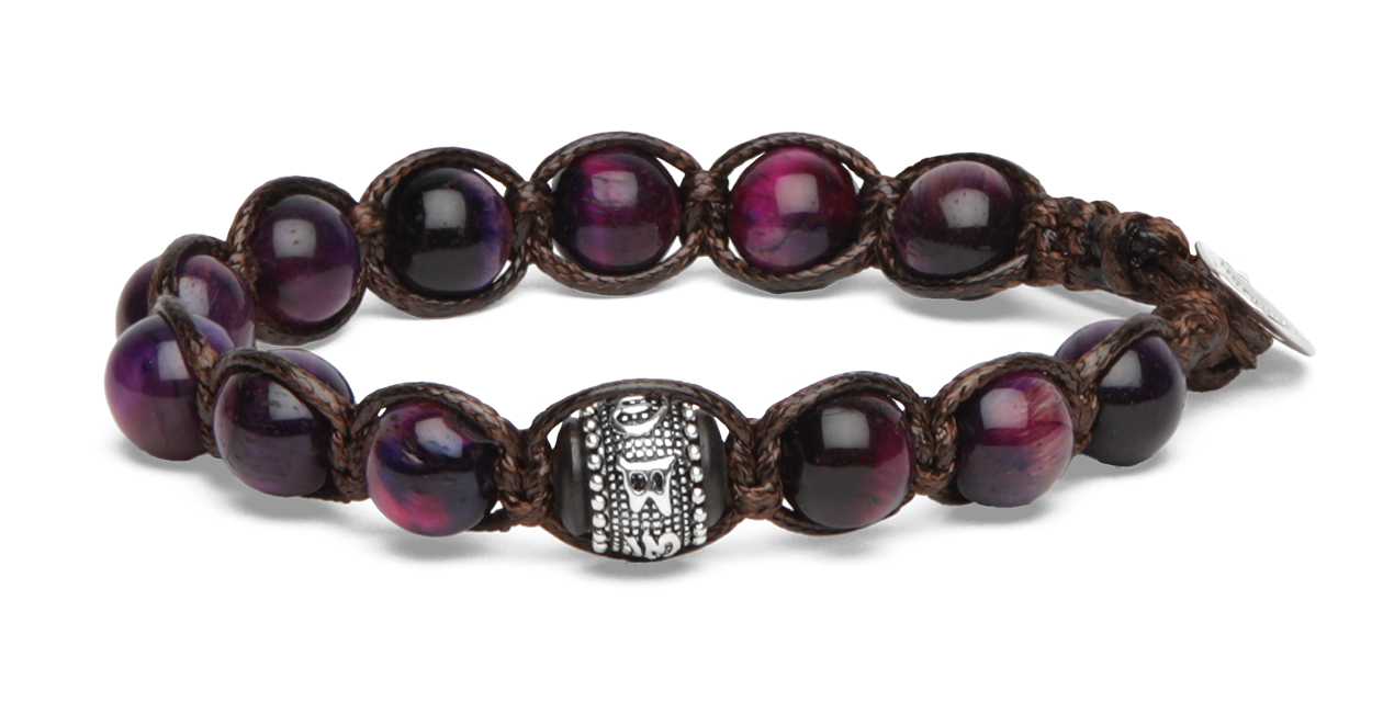 Tamashii® | Bracciale Ruota della Preghiera Occhio Di Tigre Viola (8mm) | BHS1100-331