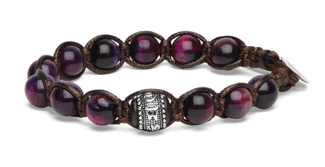 Tamashii® | Bracciale Ruota della Preghiera Occhio Di Tigre Viola (8mm) | BHS1100-331