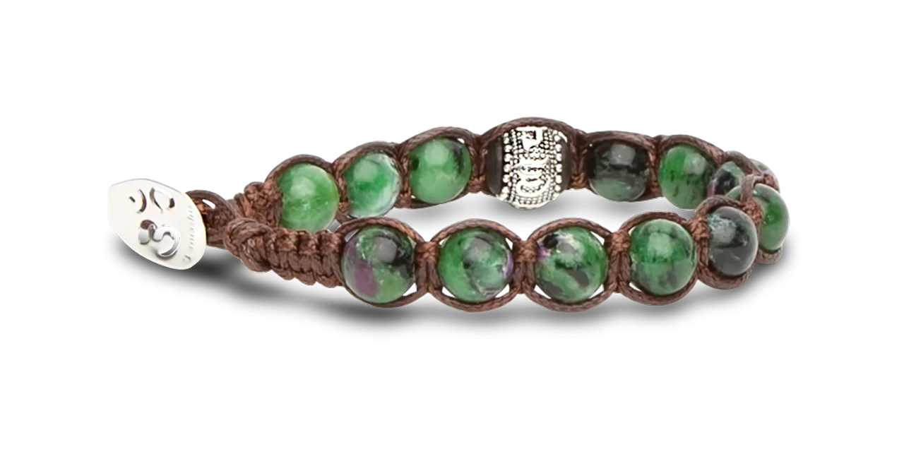 Tamashii® | Bracciale Ruota della Preghiera Zoisite - Rubino (8mm) | BHS1100-244