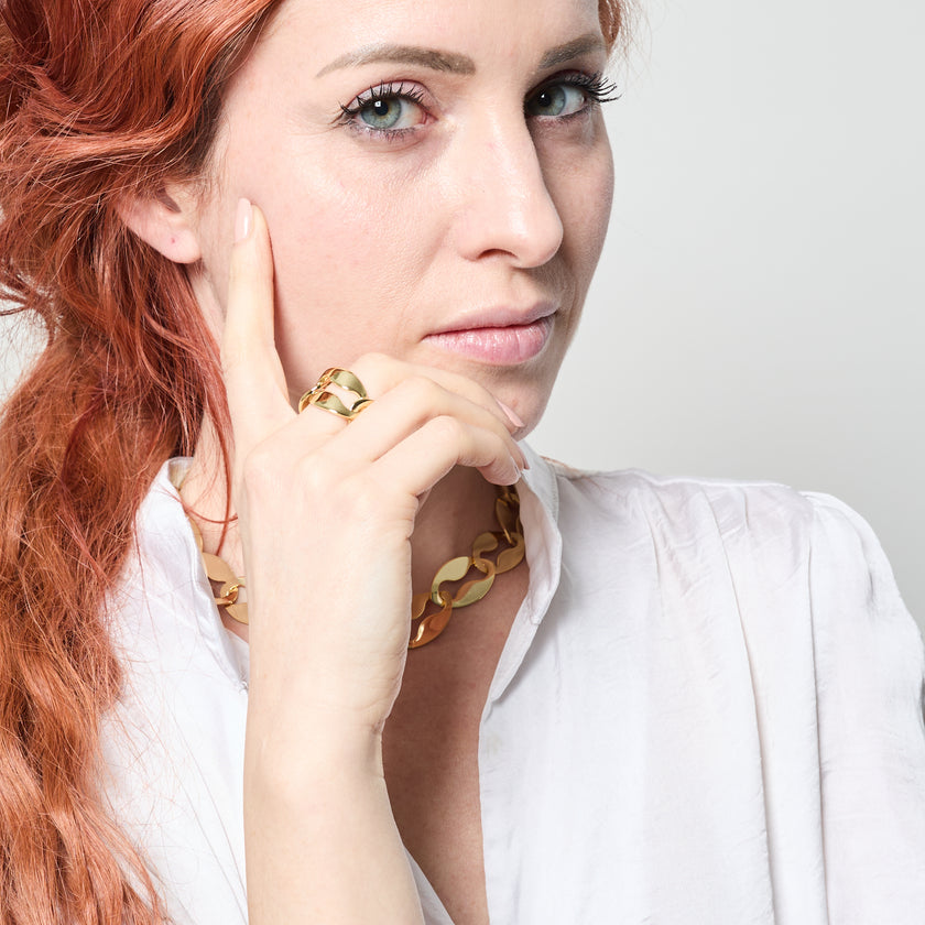 UNOAERRE | Anello maglia marina dorata | 2641