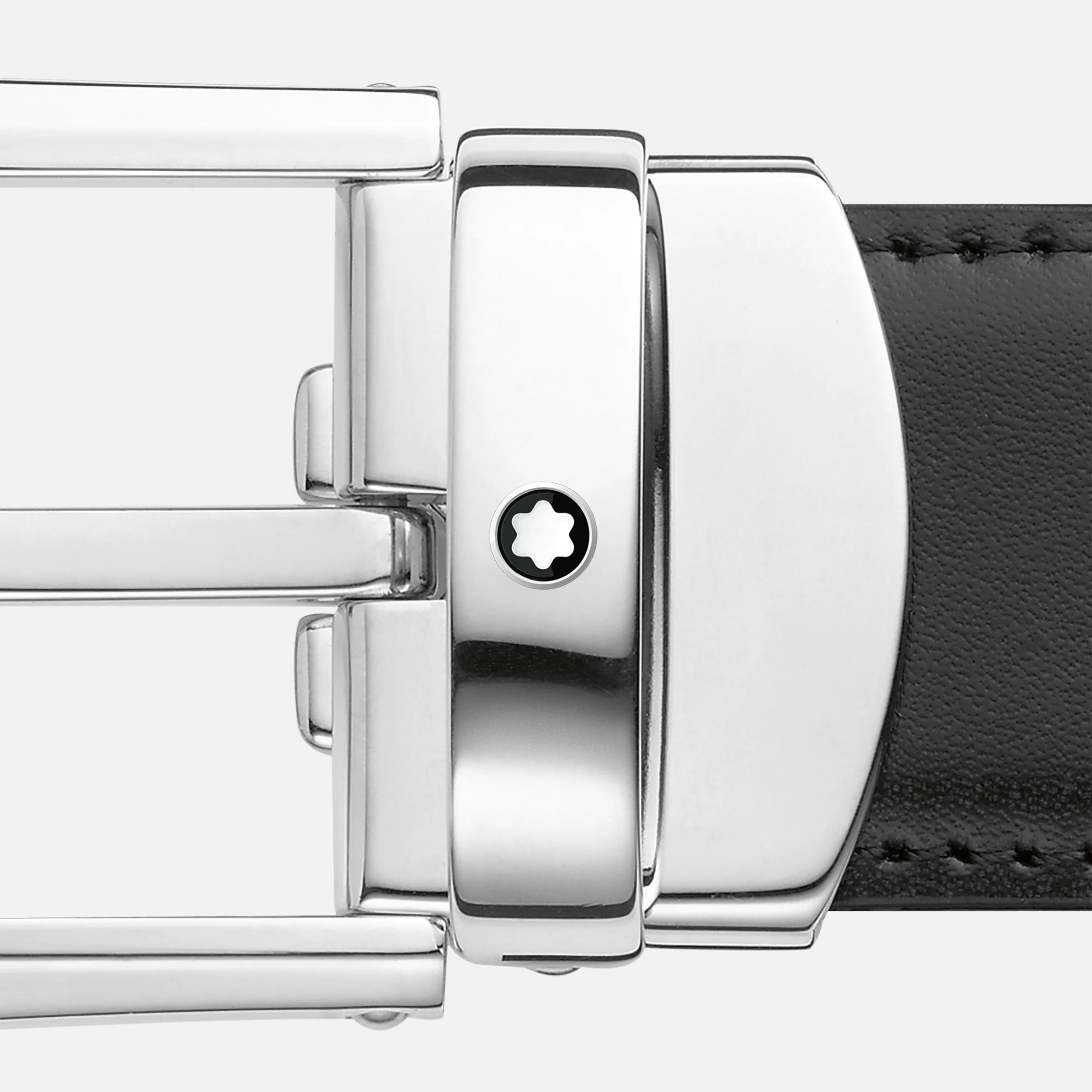 MONTBLANC | Cintura reversibile in pelle nera/marrone 30 mm con fibbia a ferro di cavallo | MB114412