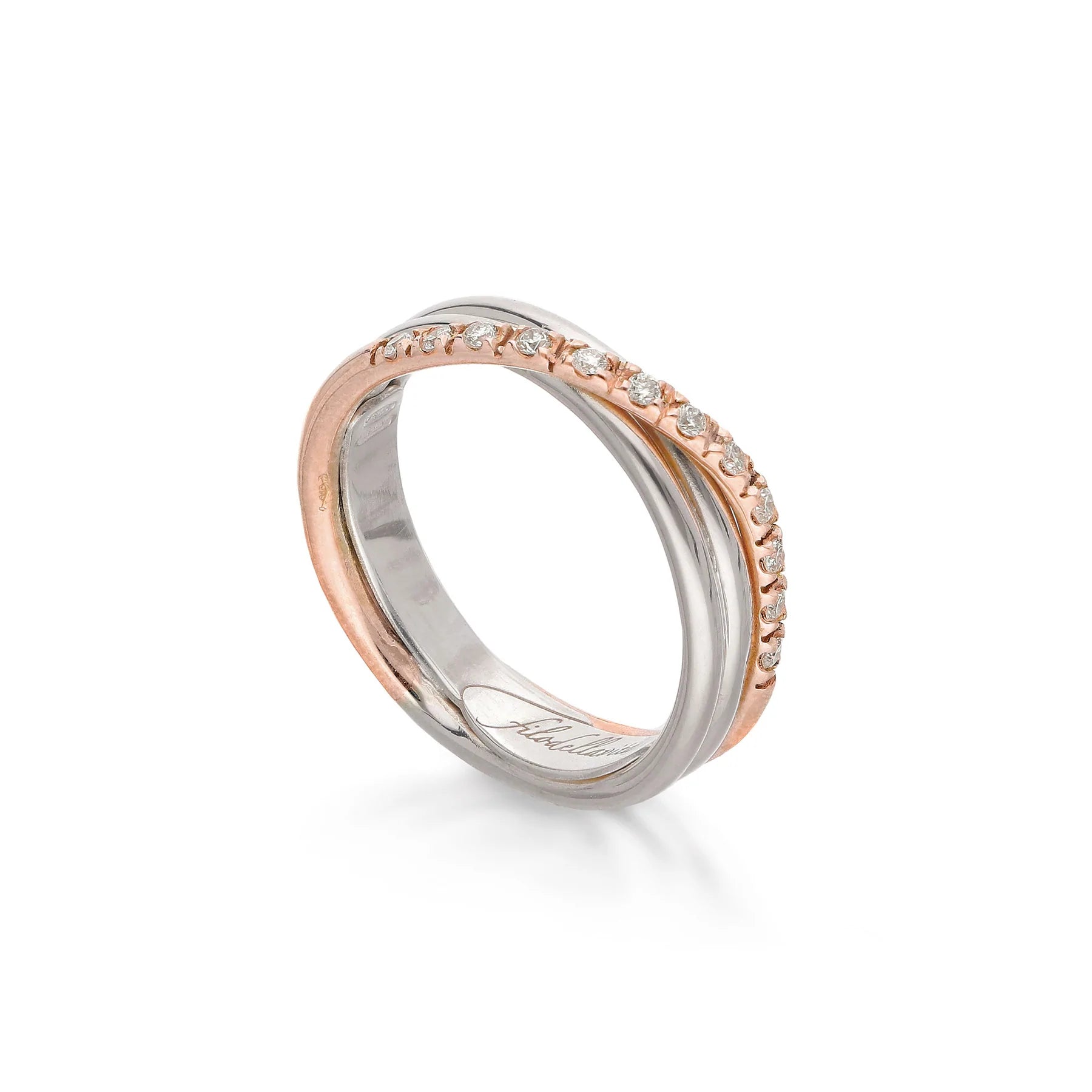 FILODELLAVITA | Classic 3 fili in Oro Rosa 9kt Argento e Diamanti Bianchi | AN8ARBT