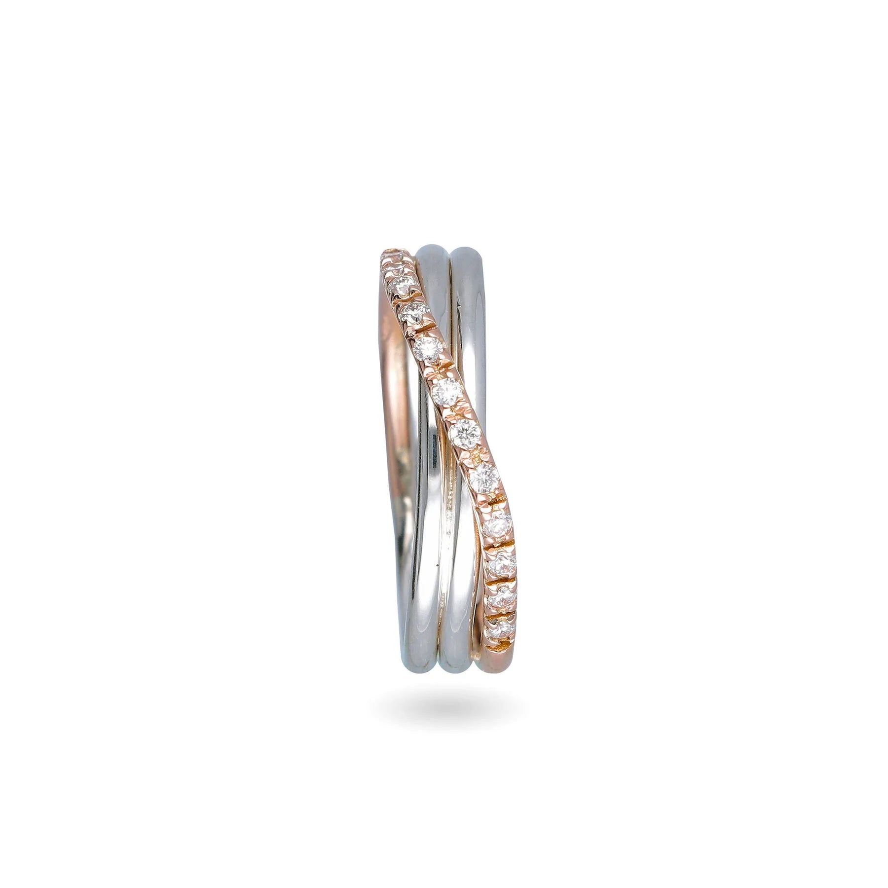 FILODELLAVITA | Classic 3 fili in Oro Rosa 9kt Argento e Diamanti Bianchi | AN8ARBT