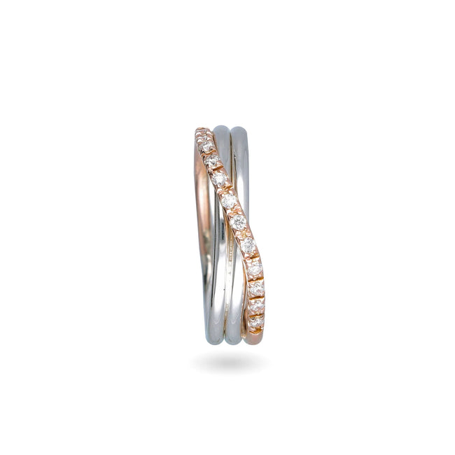 FILODELLAVITA | Classic 3 fili in Oro Rosa 9kt Argento e Diamanti Bianchi | AN8ARBT