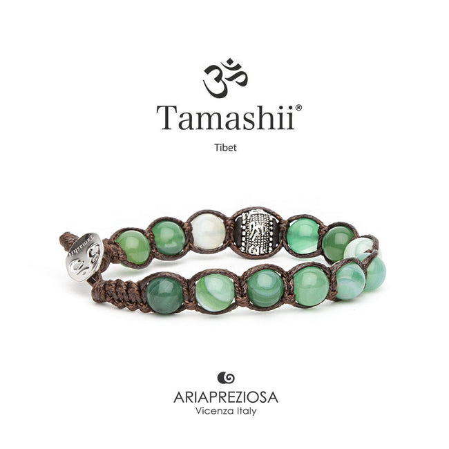 TAMASHII | Ruota della Preghiera Agata Verde striata | BHS1100-140
