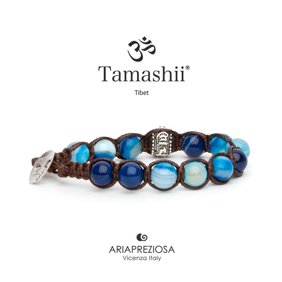 TAMASHII | Ruota della Preghiera Agata Blu striata | BHS1100-141
