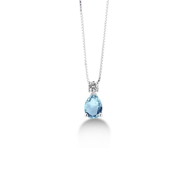 LuxGioielli | Collana in oro con Acquamarina e diamante | CLLK30002AM