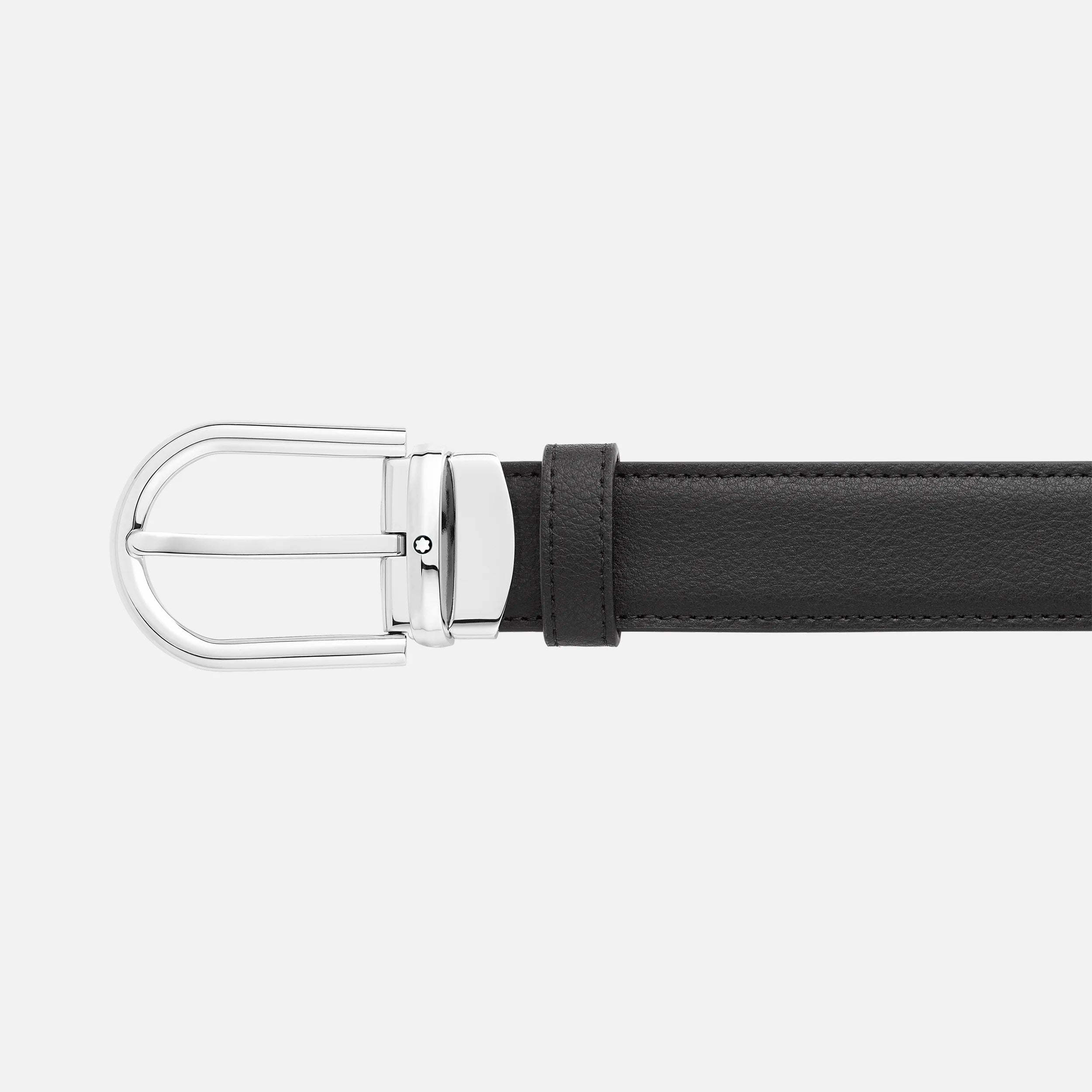 MONTBLANC | Cintura reversibile in pelle nera/bordeaux 30 mm con fibbia a ferro di cavallo | MB128755 *