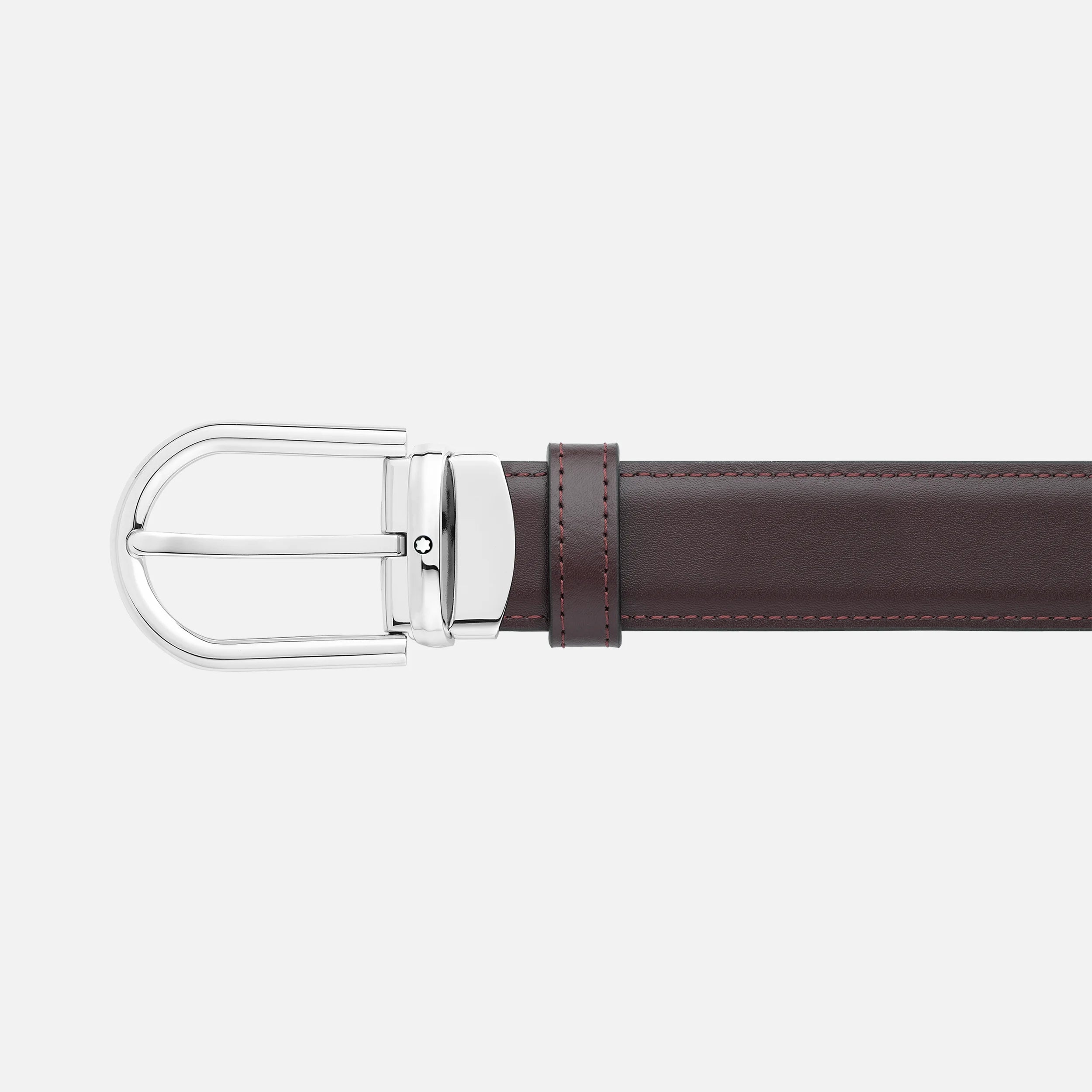 MONTBLANC | Cintura reversibile in pelle nera/bordeaux 30 mm con fibbia a ferro di cavallo | MB128755 *