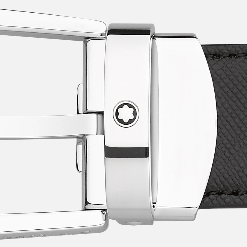 MONTBLANC | Cintura reversibile in pelle nera/marrone 30 mm con fibbia a ferro di cavallo | MB113834